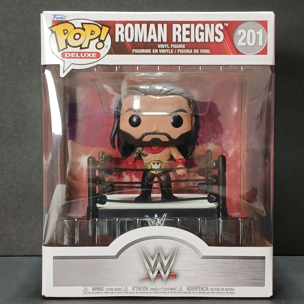 Funko Pop! Deluxe ROMAN REIGNS Figure #201 w/ WWE Ring. NEW